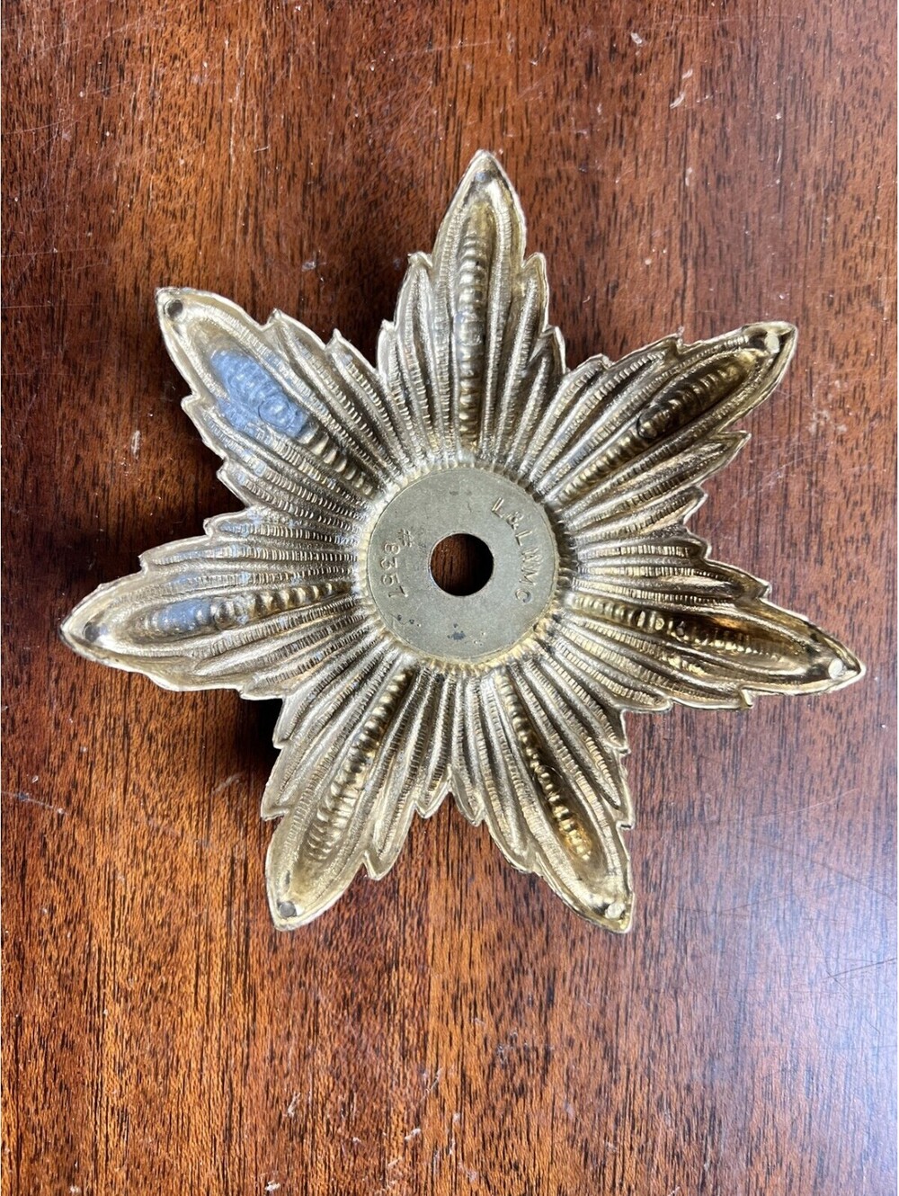 Vintage Brass Starburst Lamp Rosette Cap L&L WMC 8351 5"